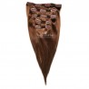 Set of 5 Pieces of Double Weft, Clip in Hair Extensions, Color #6 (Medium Brown), Made With Remy Indian Human Hair