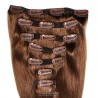 Set of 7 Pieces of Double Weft, Clip in Hair Extensions, Color #6 (Medium Brown), Made With Remy Indian Human Hair