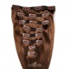 Set of 8 Pieces of Double Weft, Clip in Hair Extensions, Color #6 (Medium Brown), Made With Remy Indian Human Hair