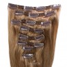 Set of 8 Pieces of Double Weft, Clip in Hair Extensions, Color #8 (Chestnut Brown), Made With Remy Indian Human Hair