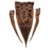 Set of 10 Pieces of Double Weft, Clip in Hair Extensions, Color #6 (Medium Brown), Made With Remy Indian Human Hair