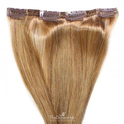 One Piece of Double Weft, Clip in Hair Extensions, Color #12 (Light Brown), Made With Remy Indian Human Hair