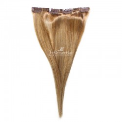 One Piece of Double Weft, Clip in Hair Extensions, Color #12 (Light Brown), Made With Remy Indian Human Hair