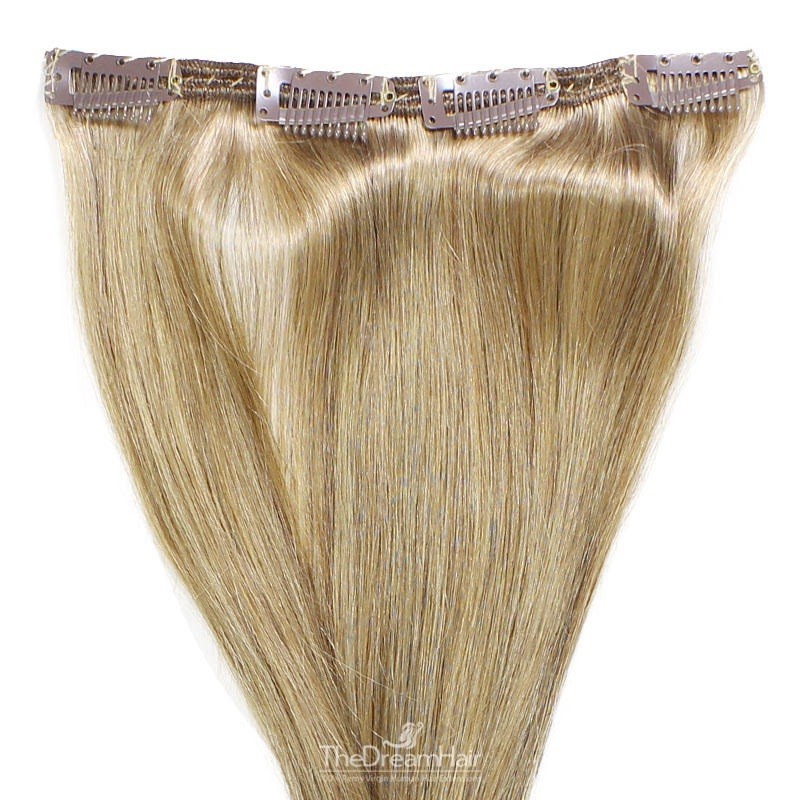 One Piece of Double Weft, Clip in Hair Extensions, Color #18 (Light Ash Blonde), Made With Remy Indian Human Hair