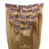 Set of 5 Pieces of Double Weft, Clip in Hair Extensions, Color #12 (Light Brown), Made With Remy Indian Human Hair