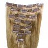 Set of 8 Pieces of Double Weft, Clip in Hair Extensions, Color #16 (Medium Ash Blonde), Made With Remy Indian Human Hair