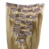 Set of 8 Pieces of Double Weft, Clip in Hair Extensions, Color #18 (Light Ash Blonde), Made With Remy Indian Human Hair