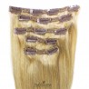 Set of 5 Pieces of Double Weft, Clip in Hair Extensions, Color #24 (Golden Blonde), Made With Remy Indian Human Hair