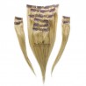 Set of 10 Pieces of Double Weft, Clip in Hair Extensions, Color #24 (Golden Blonde), Made With Remy Indian Human Hair