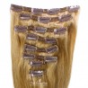 Set of 8 Pieces of Double Weft, Clip in Hair Extensions, Color #27 (Honey Blonde), Made With Remy Indian Human Hair