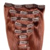 Set of 7 Pieces of Double Weft, Clip in Hair Extensions, Color #35 (Red Rust), Made With Remy Indian Human Hair