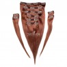 Set of 10 Pieces of Double Weft, Clip in Hair Extensions, Color #35 (Red Rust), Made With Remy Indian Human Hair