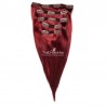 Set of 5 Pieces of Double Weft, Clip in Hair Extensions, Color #530 (Red Wine), Made With Remy Indian Human Hair