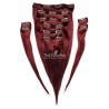 Set of 10 Pieces of Double Weft, Clip in Hair Extensions, Color #99j (Burgundy), Made With Remy Indian Human Hair