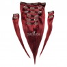 Set of 10 Pieces Double Weft Clip in Hair Extensions, Color #530 (Red Wine), Made With Remy Indian Human Hair