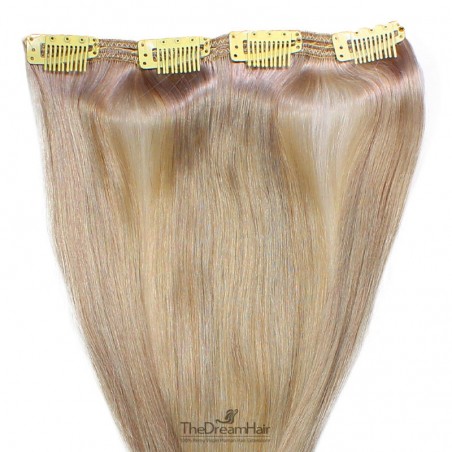 One Piece of Double Weft, Clip in Hair Extensions, Color Grey, Made With Remy Indian Human Hair