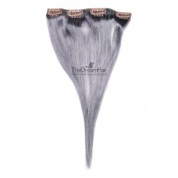 One Piece of Double Weft, Clip in Hair Extensions, Color Silver, Made With Remy Indian Human Hair
