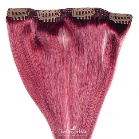 One Piece of Double Weft, Clip in Hair Extensions, Color Pink, Made With Remy Indian Human Hair