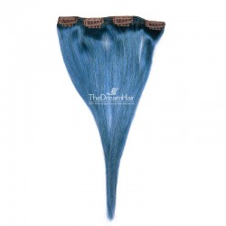 One Piece of Double Weft, Clip in Hair Extensions, Color Blue, Made With Remy Indian Human Hair
