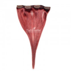 One Piece of Double Weft, Clip in Hair Extensions, Color Red, Made With Remy Indian Human Hair