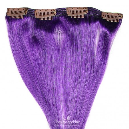 One Piece of Double Weft, Clip in Hair Extensions, Color Purple, Made With Remy Indian Human Hair