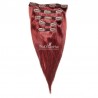 Set of 5 Pieces of Double Weft, Clip in Hair Extensions, Color Red, Made With Remy Indian Human Hair