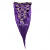 Set of 8 Pieces of Double Weft, Clip in Hair Extensions, Color Purple, Made With Remy Indian Human Hair