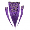 Set of 10 Pieces of Double Weft, Clip in Hair Extensions, Color Purple, Made With Remy Indian Human Hair