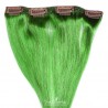 One Piece of Double Weft, Clip in Hair Extensions, Color Green, Made With Remy Indian Human Hair