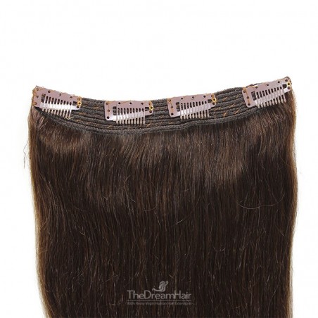 One Piece Of Quadruple Weft, Extra Thick, Clip in Hair Extensions, Color #2 (Darkest Brown), Made With Remy Indian Human Hair