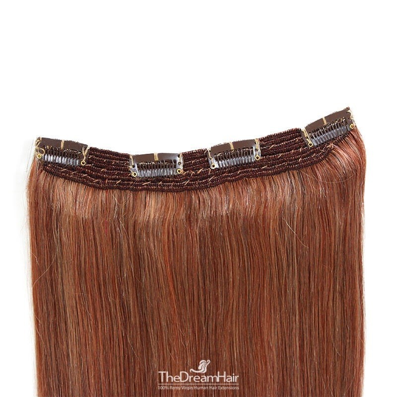 One Piece Of Quadruple Weft, Extra Thick, Clip in Hair Extensions, Color #35 (Red Rust), Made With Remy Indian Human Hair