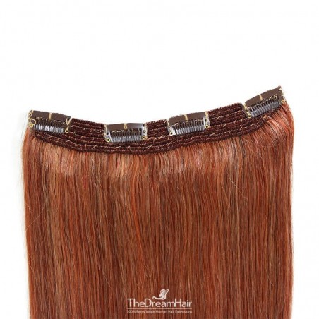 One Piece Of Quadruple Weft, Extra Thick, Clip in Hair Extensions, Color 350 (Dark Copper Red), Made With Remy Indian Human Hair