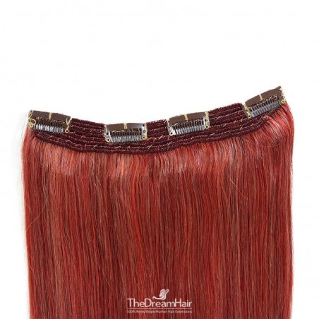 One Piece Of Quadruple Weft, Extra Thick, Clip in Hair Extensions, Color #Red, Made With Remy Indian Human Hair