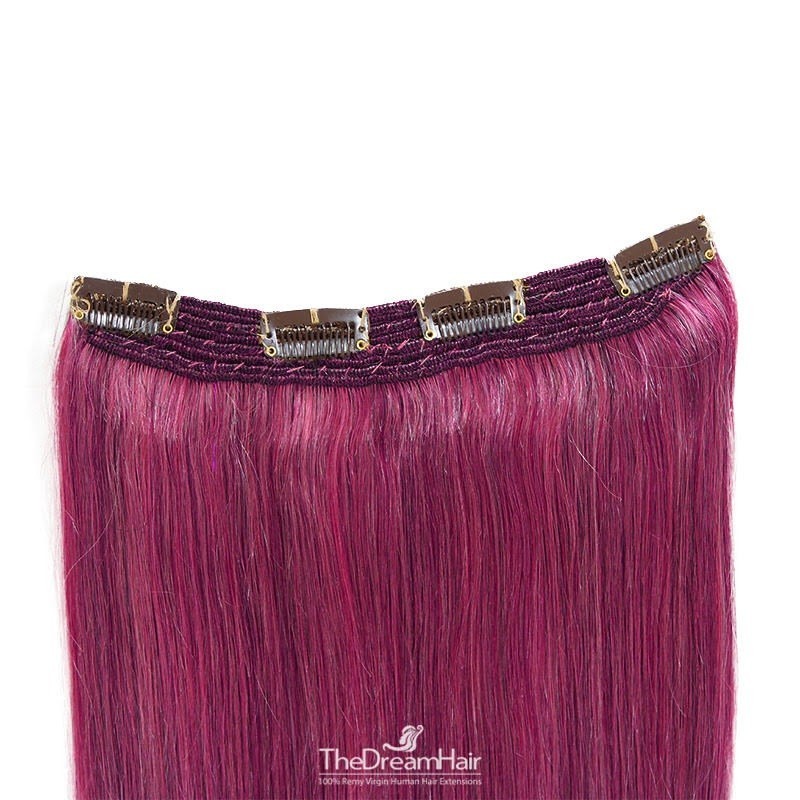 One Piece Of Quadruple Weft, Extra Thick, Clip in Hair Extensions, Color #Pink, Made With Remy Indian Human Hair