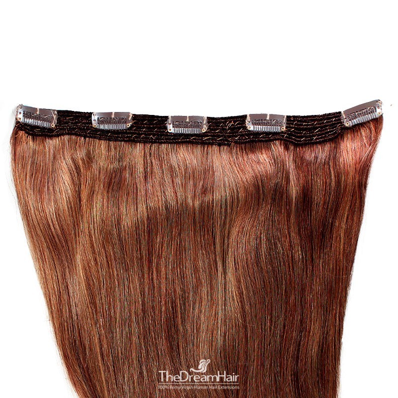 One Piece of Quadruple Weft, Extra Large And Extra Thick, Clip in Hair Extensions, Color #35 (Red Rust)
