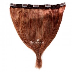 One Piece of Quadruple Weft, Extra Large And Extra Thick, Clip in Hair Extensions, Color #35 (Red Rust)