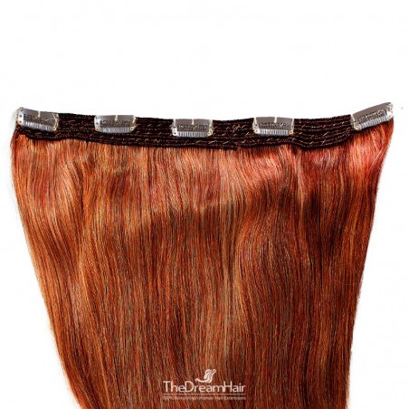 One Piece of Quadruple Weft, Extra Large And Extra Thick, Clip in Hair Extensions, Color #350 (Dark Copper Red)