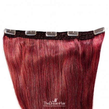 One Piece of Quadruple Weft, Extra Large And Extra Thick, Clip in Hair Extensions, Color #530 (Red Wine)