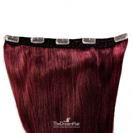 One Piece of Quadruple Weft, Extra Large And Extra Thick, Clip in Hair Extensions, Color #99j (Burgundy)