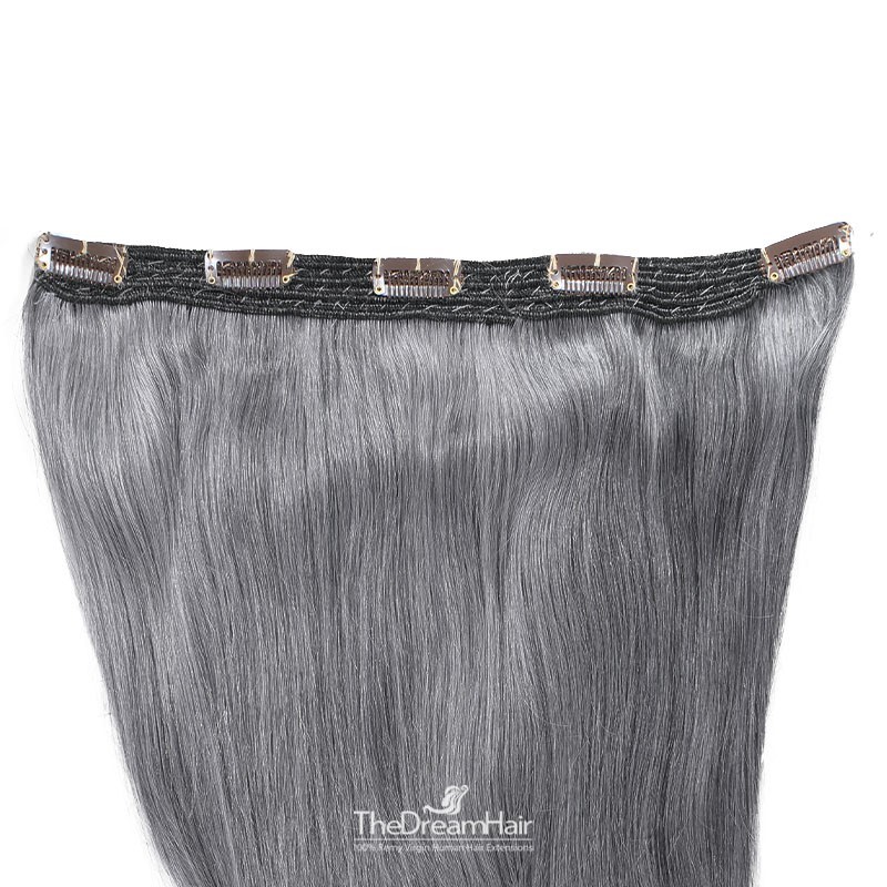 One Piece of Quadruple Weft, Extra Large And Extra Thick, Clip in Hair Extensions, Color #Silver