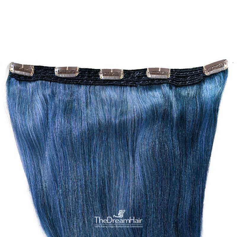 One Piece of Quadruple Weft, Extra Large And Extra Thick, Clip in Hair Extensions, Color #Blue