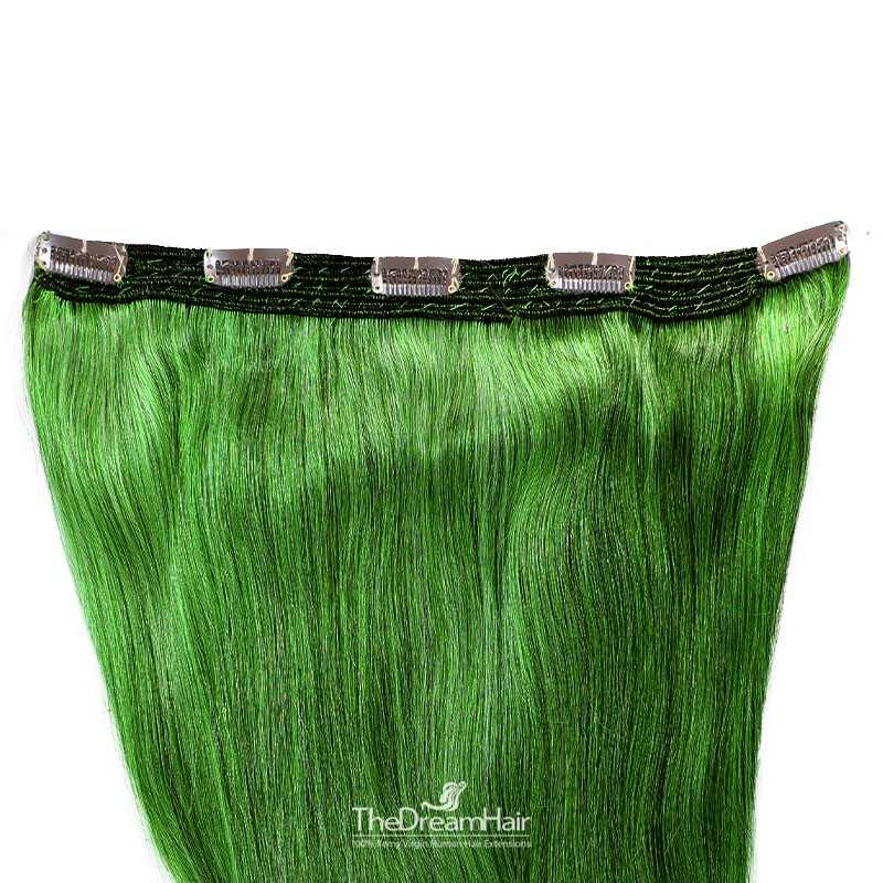 One Piece of Quadruple Weft, Extra Large And Extra Thick Clip in Hair Extensions, Color #Green