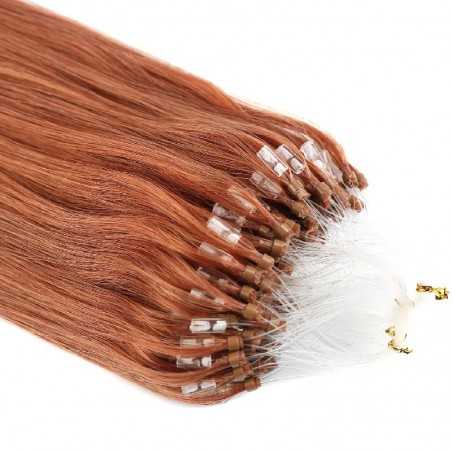 Micro Loop Ring Hair Extensions, Color #350 (Dark Copper Red), Made With Remy Indian Human Hair