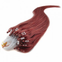 Micro Loop Ring Hair Extensions, Color #35 (Red Rust), Made With Remy Indian Human Hair