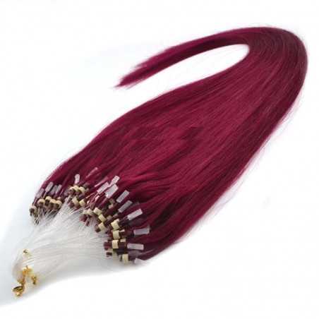Micro Loop Ring Hair Extensions, Color #530 (Red Wine), Made With Remy Indian Human Hair