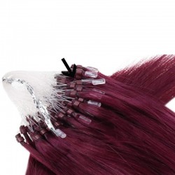 Micro Loop Ring Hair Extensions, Color #99j (Burgundy), Made With Remy Indian Human Hair