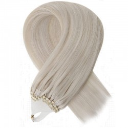 Micro Loop Ring Hair Extensions, Color #Grey, Made With Remy Indian Human Hair