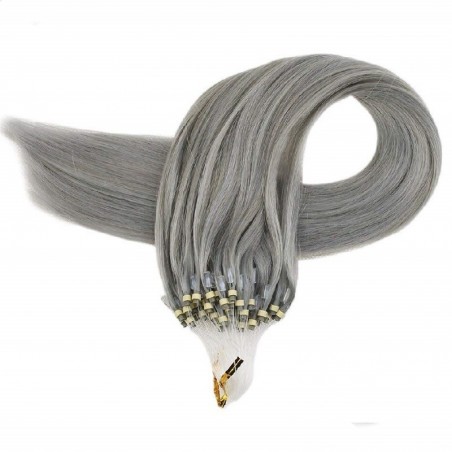 Micro Loop Ring Hair Extensions, Color #Silver, Made With Remy Indian Human Hair