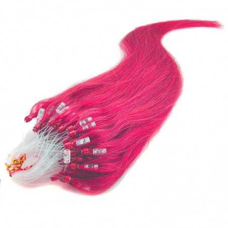 Micro Loop Ring Hair Extensions, Color #Pink, Made With Remy Indian Human Hair