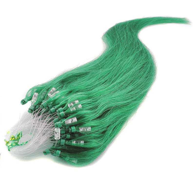 Micro Loop Ring Hair Extensions, Color #Green, Made With Remy Indian Human Hair